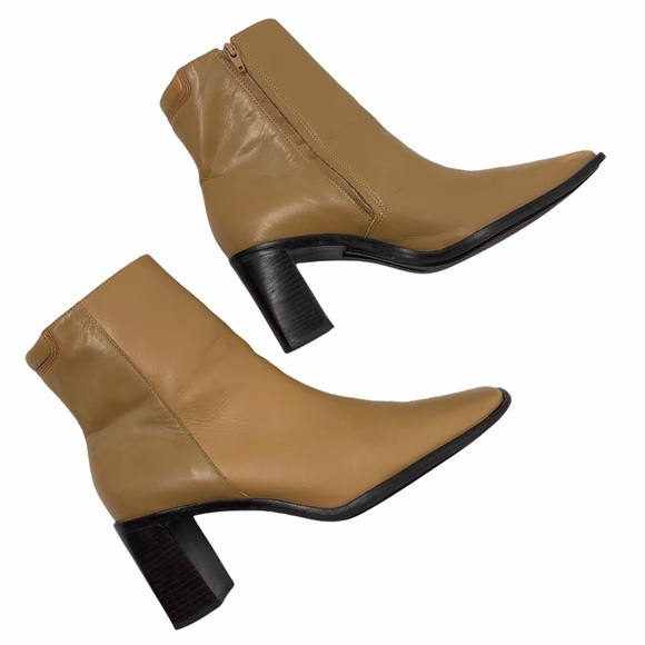 Rockport Tan Leather Square Toe Block Heel Boots - Picture 5 of 8